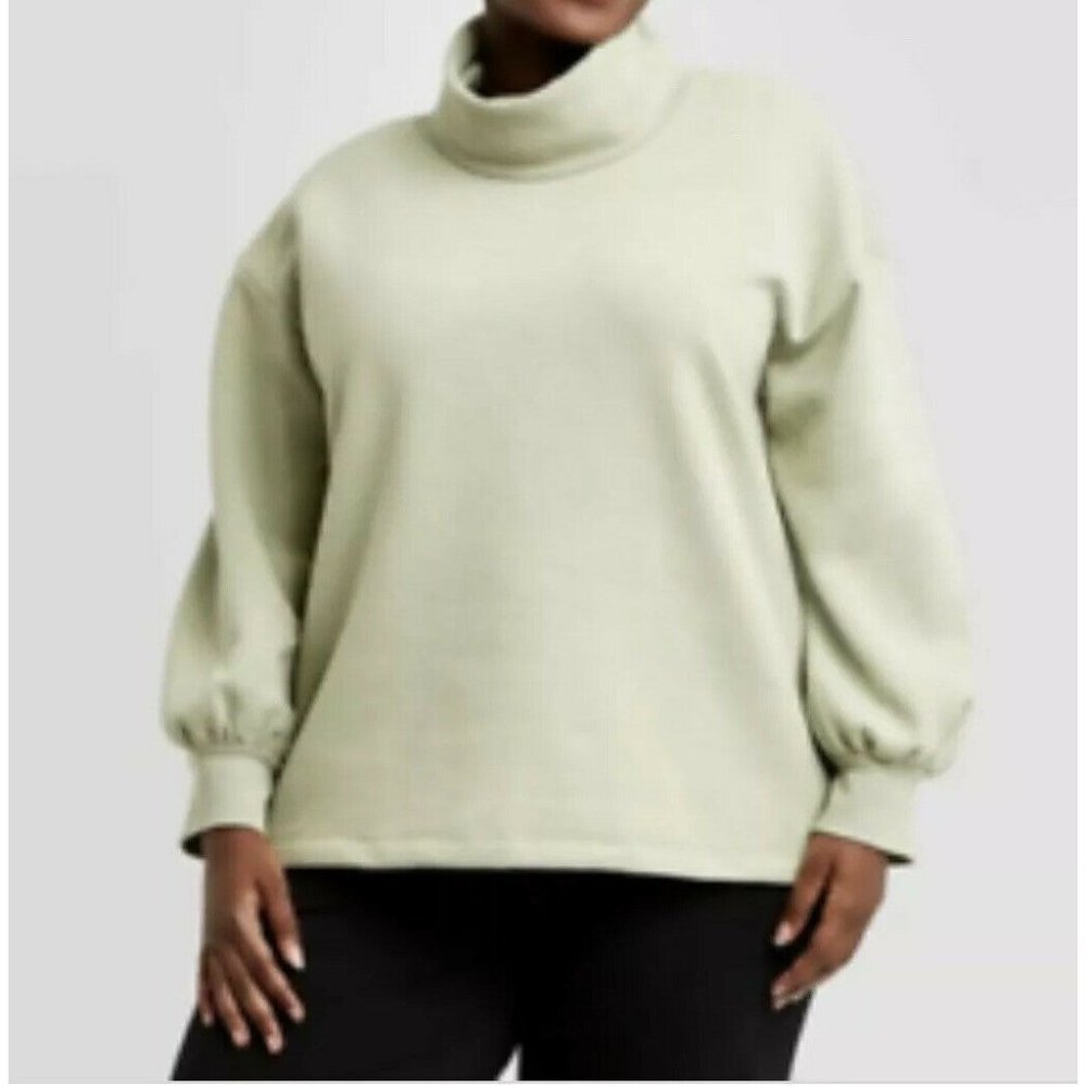 AVA & VIV Womens Fleece Sweatshirt Pullover Plus Size X (14W) Sage Green Top NEW